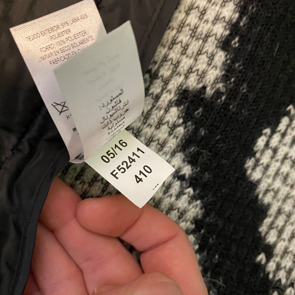 French Connection Black & White Wool Blend Zip Front Poncho S/M - Picture 10 of 16